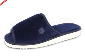 Frisco welur granatowe kapcie damskie